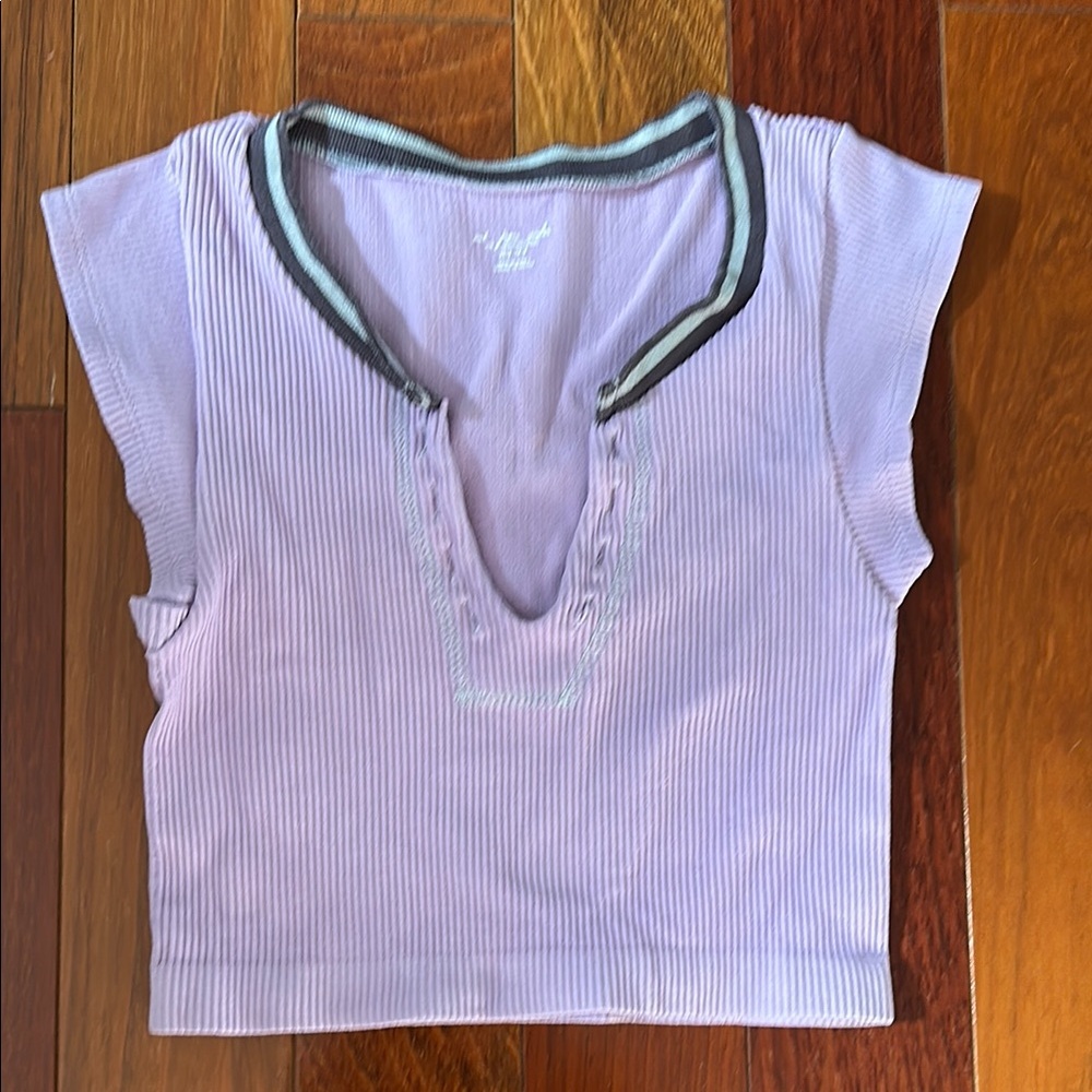 Urban Outfitters Lavender Ribbed V-Neck Top